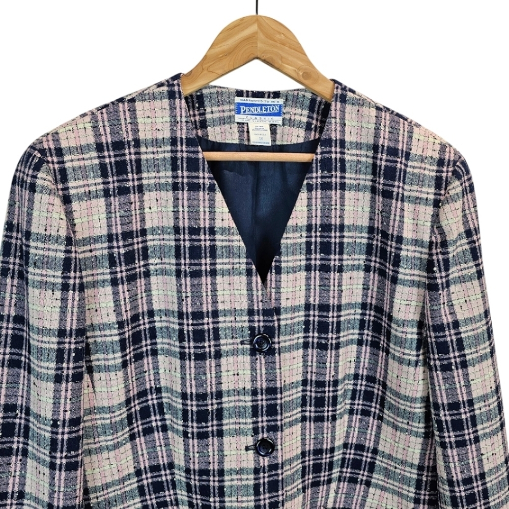 Pendleton Pure Wool Plaid Button Front Blazer Wom… - image 3